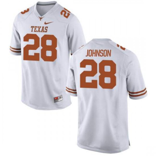 Men Texas Longhorns #28 Kirk Johnson Replica University Jersey White